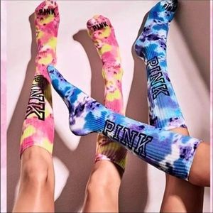 VS PINK Victoria’s Secret Tie Dye Socks Blue Pink